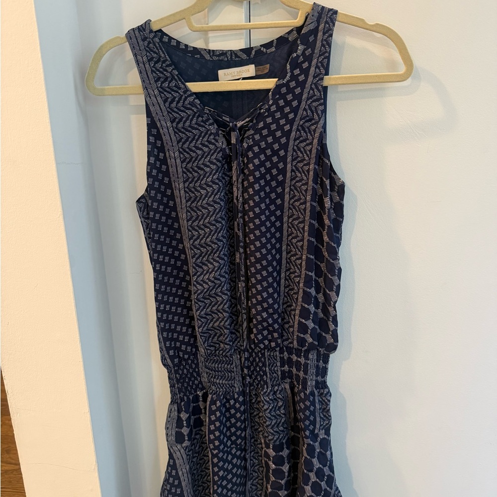 Ramy Brook Navy Patterned Sleeveless Summer Dress